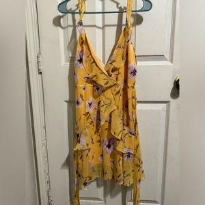 Mid spring/summer yellow floral dress.